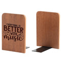 Music Lover Gifts for Women, Music Wood Bookends - Heavy Duty Iron & Ebony Wood Book Ends for Shelves Bookcase Desk - 1 Pair, 4.72x6.69 Inches - Better