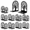 Decorative Bookends for Shelves, 20 Pcs Metal Book Ends for Heavy Books, 10 Pair Black Book Stopper for Home Office Library, 6.9" x 4.7" x 3.5"