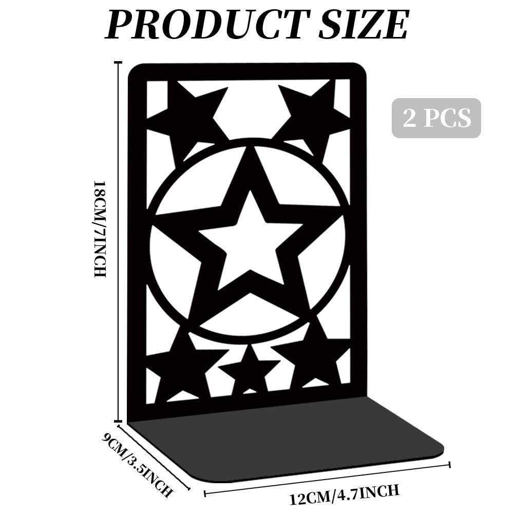 Bookends for Shelves, 2 Pcs Rose Flower Sword Design Book Ends Metal Decorative Bookends for Home Office and Library, Black