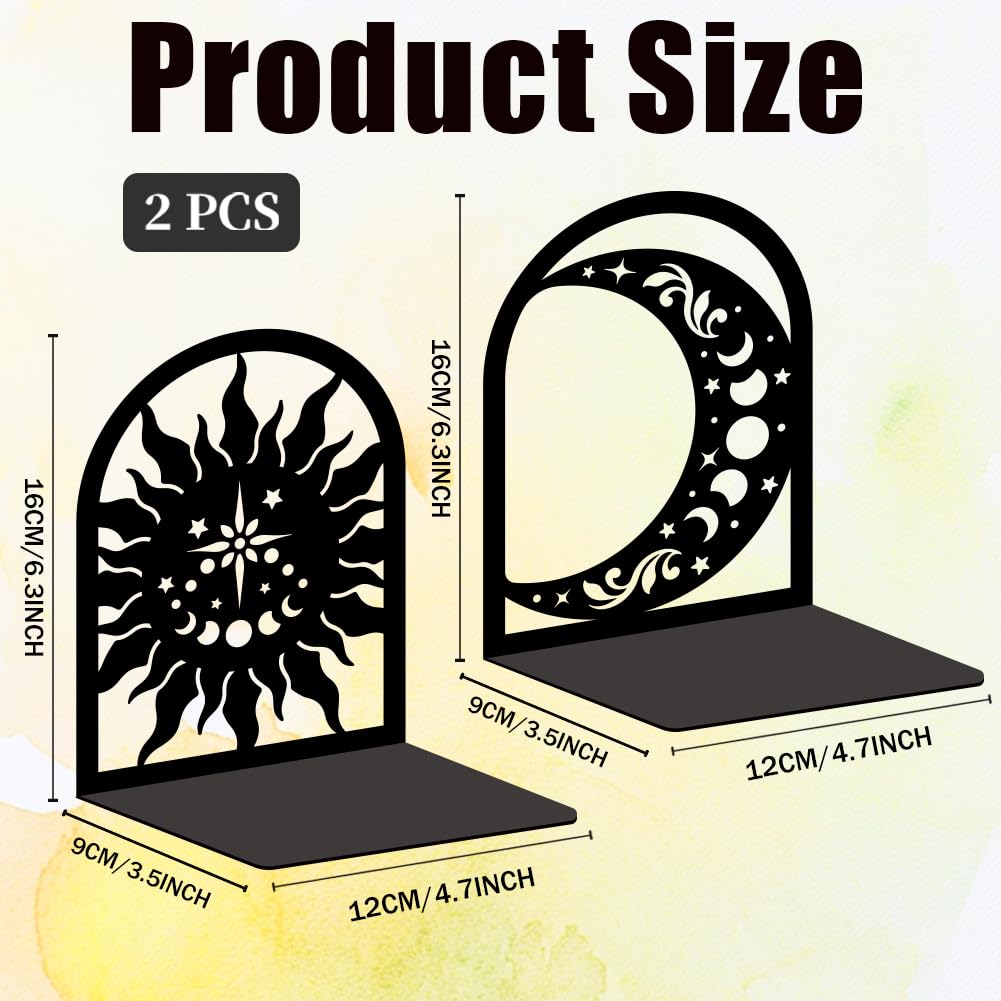 Bookends for Shelves, 2 Pcs Rose Flower Sword Design Book Ends Metal Decorative Bookends for Home Office and Library, Black