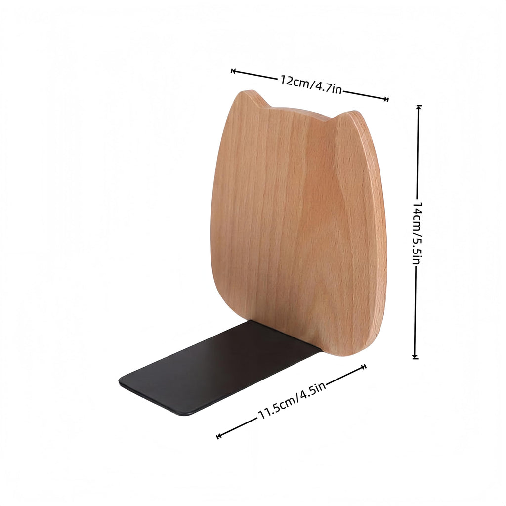 Cute Kitten-Shaped Book Ends for Shelves ，Detachable Design Bookends for Heavy Books ，with Anti-Slip Foam Pads，an Ideal Gift for Book Fans(Pack of 2) (Beech Kitten)