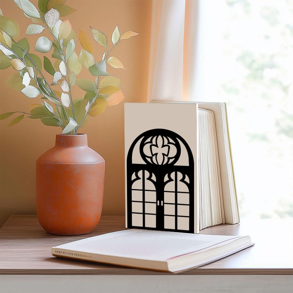 Bookends for Shelves, 2 Pcs Rose Flower Sword Design Book Ends Metal Decorative Bookends for Home Office and Library, Black