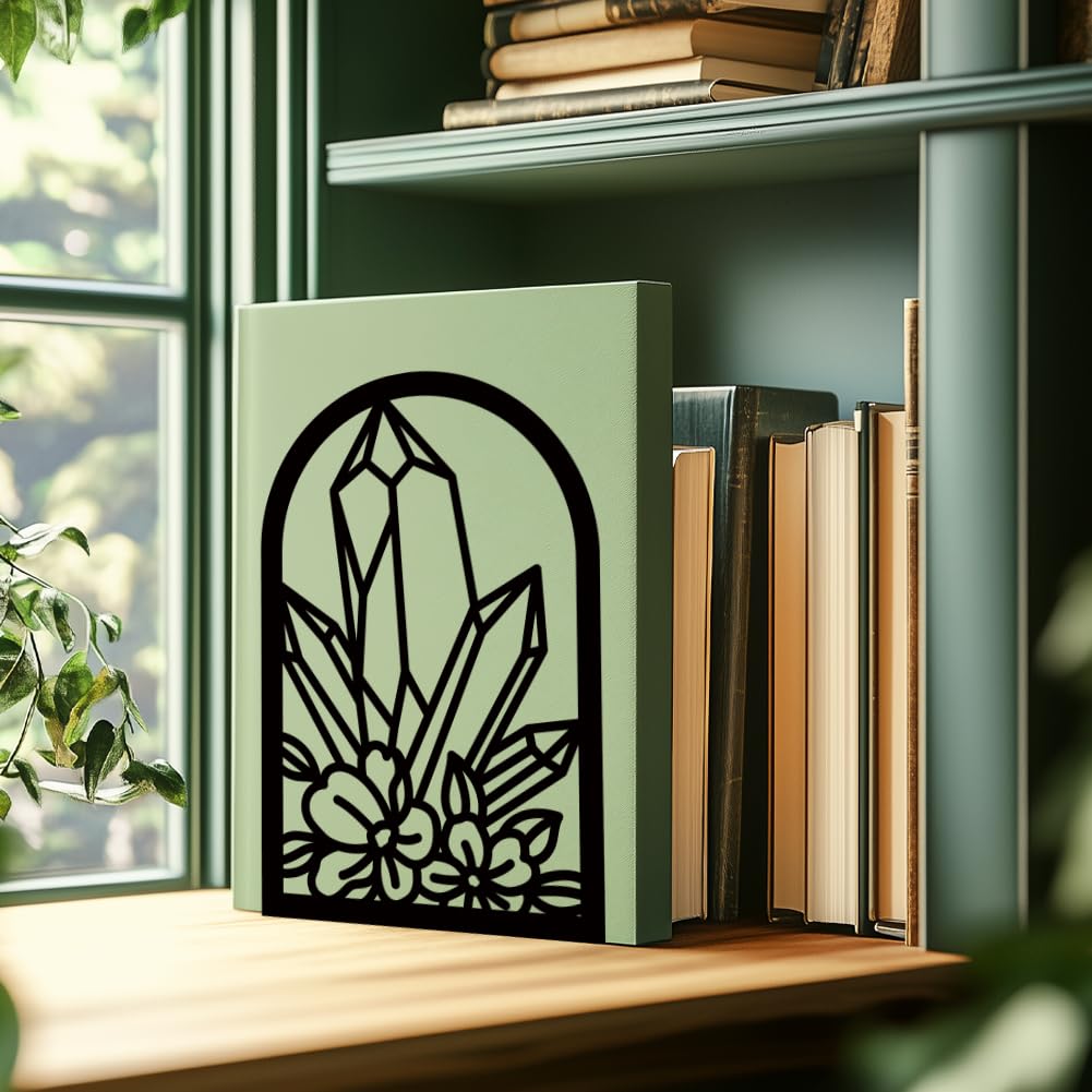 Bookends for Shelves, 2 Pcs Rose Flower Sword Design Book Ends Metal Decorative Bookends for Home Office and Library, Black