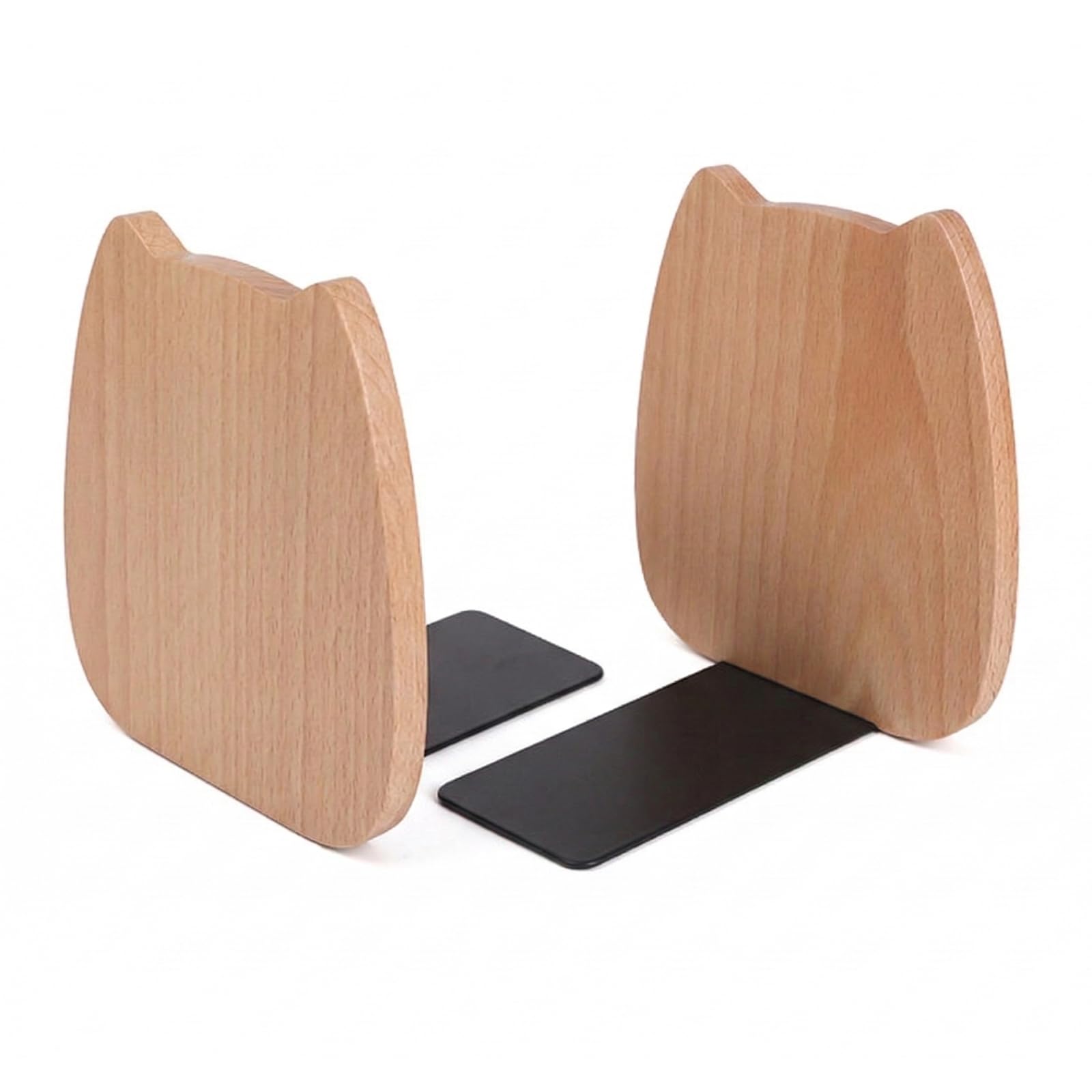 Cute Kitten-Shaped Book Ends for Shelves ，Detachable Design Bookends for Heavy Books ，with Anti-Slip Foam Pads，an Ideal Gift for Book Fans(Pack of 2) (Beech Kitten)