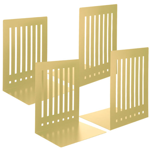 4 Pcs 10 Inch Heavy Duty Bookends Non-Skid Base Large Heavy Duty Book Ends Stopper for Office Books Vinyl Records Shelves Binders (Gold)