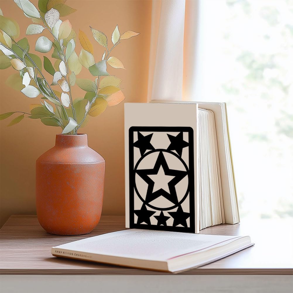 Bookends for Shelves, 2 Pcs Rose Flower Sword Design Book Ends Metal Decorative Bookends for Home Office and Library, Black