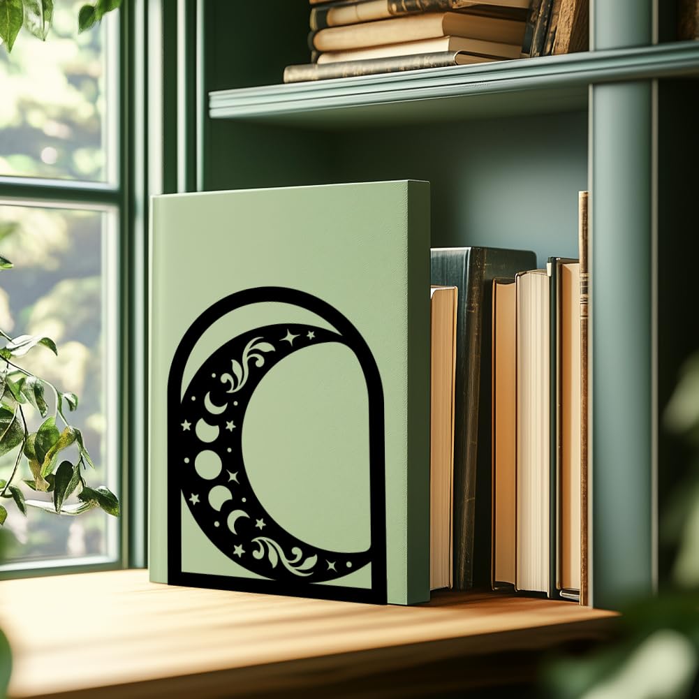 Bookends for Shelves, 2 Pcs Rose Flower Sword Design Book Ends Metal Decorative Bookends for Home Office and Library, Black