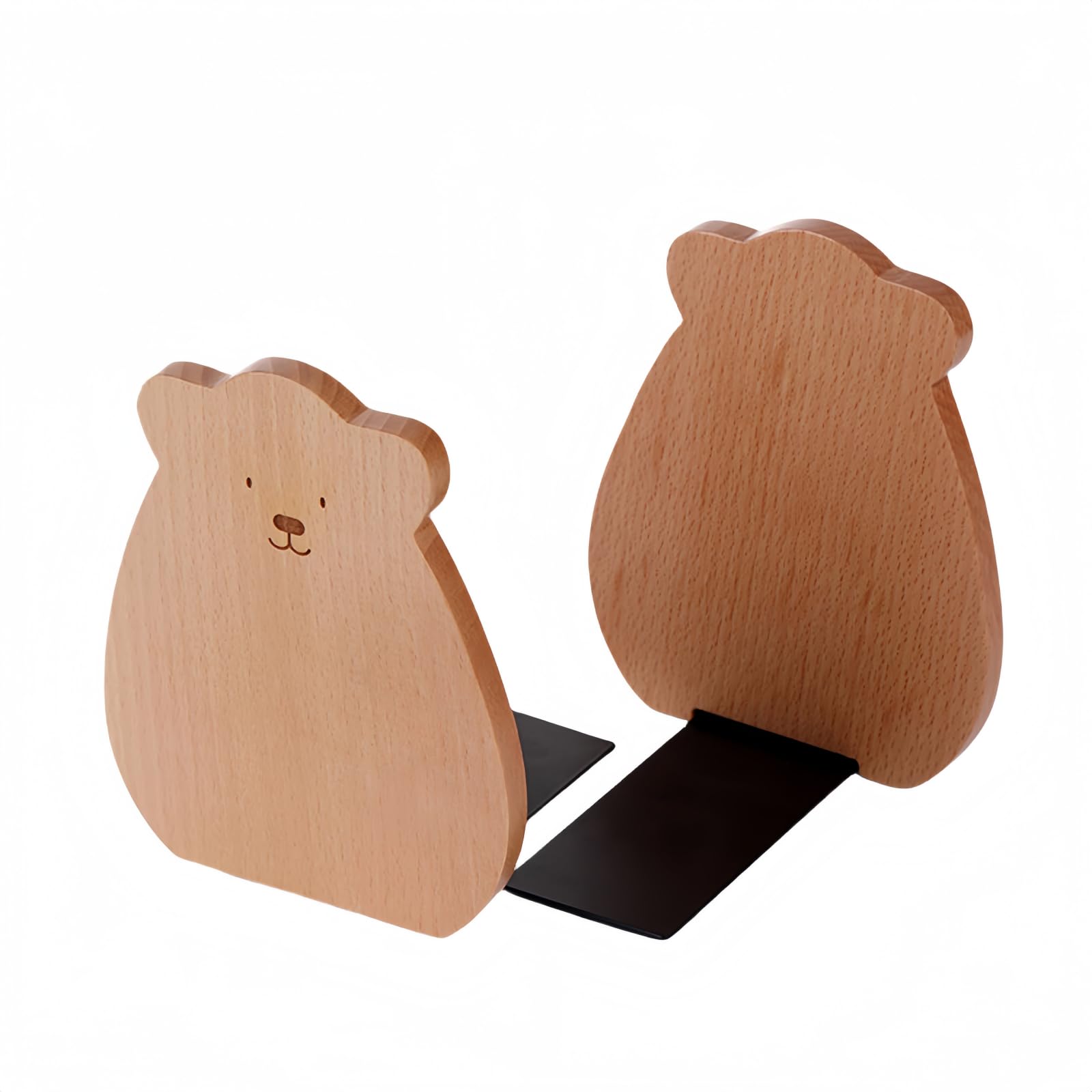 Cute Kitten-Shaped Book Ends for Shelves ，Detachable Design Bookends for Heavy Books ，with Anti-Slip Foam Pads，an Ideal Gift for Book Fans(Pack of 2) (Beech Kitten)