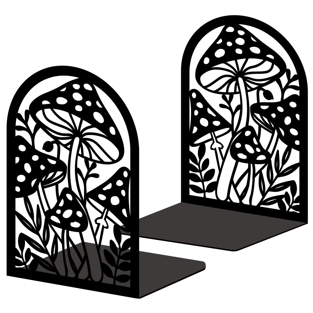 2 Pcs Black Bookends, Sturdy Metal Bookends for Shelves Decorative Book Organizer with Unique Tree Design for Home Library Office Desk