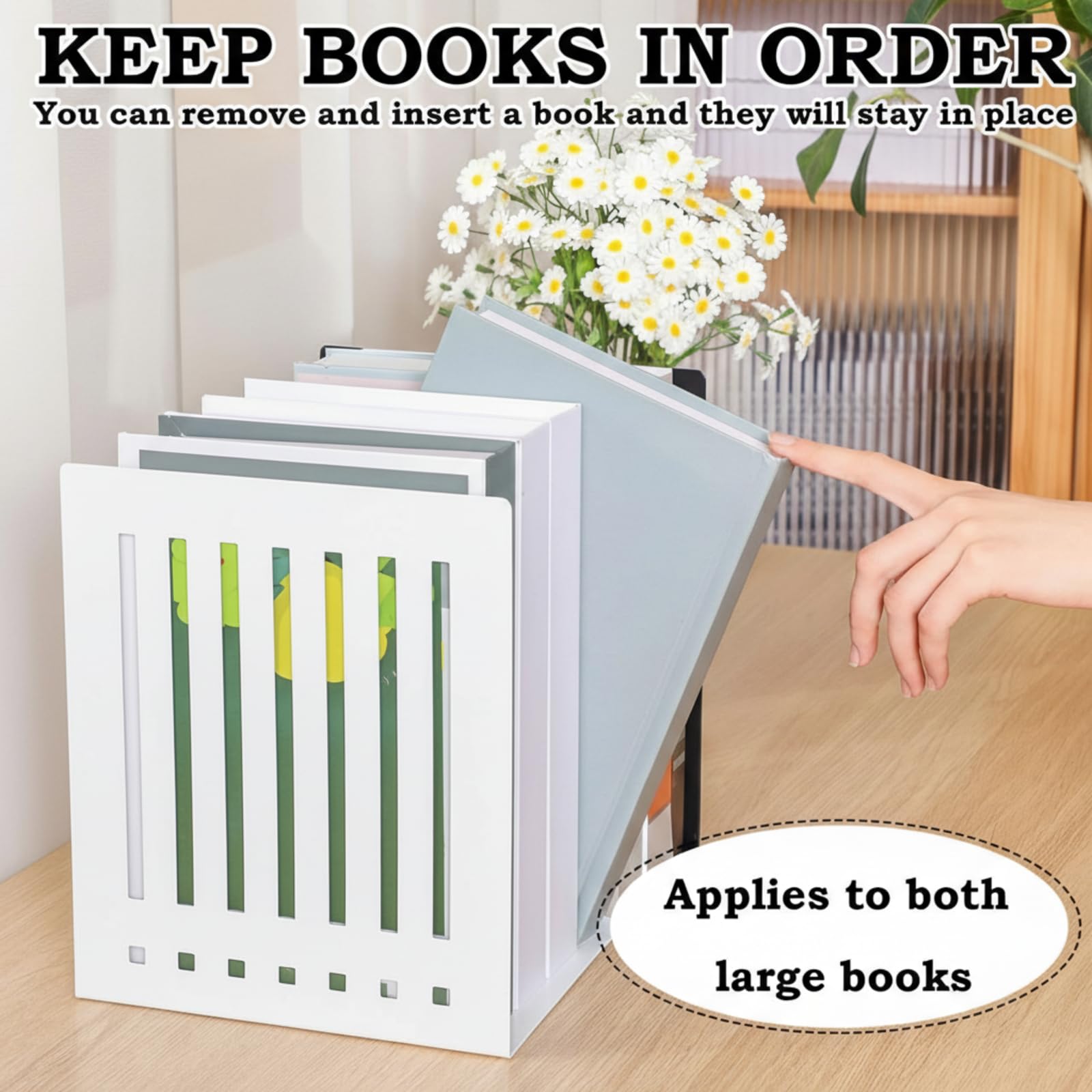 4 Pcs 10 Inch Heavy Duty Bookends Non-Skid Base Large Heavy Duty Book Ends Stopper for Office Books Vinyl Records Shelves Binders (Gold)