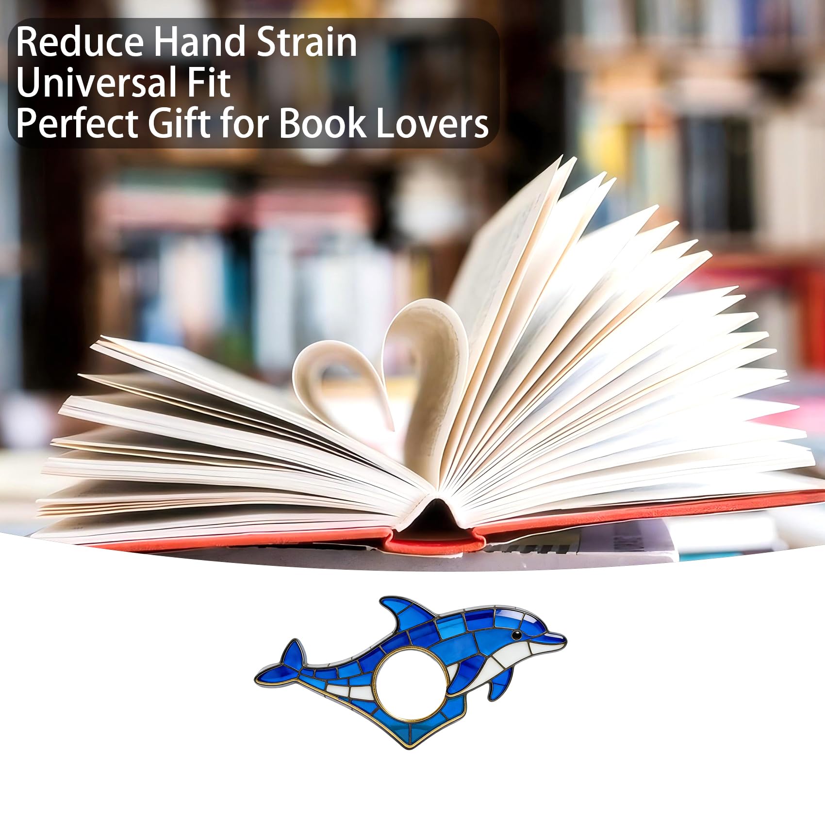 Dolphin Book Page Holder, Thumb Book Page Holder, Reading Accessory, Smooth Lightweight Acrylic Book Page Holders for Students, Teachers, Book Lovers, Literary & Bookworm Ideal Gift