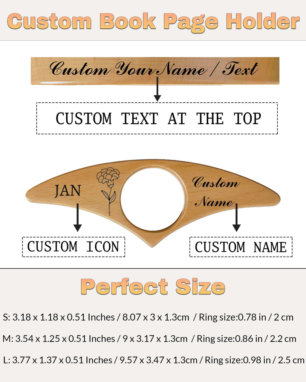 Custom Wood Thumb Book Page Holder, Personalized Reading Page Holder with Name, Customized Bookmark Page Holder Gifts for Book Lovers, Teachers Appreciation