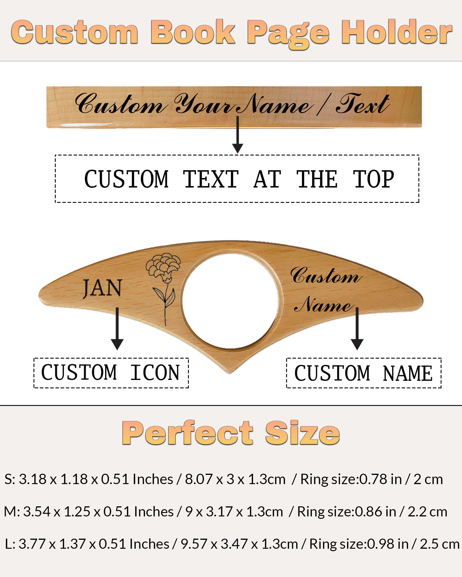 Custom Wood Thumb Book Page Holder, Personalized Reading Page Holder with Name, Customized Bookmark Page Holder Gifts for Book Lovers, Teachers Appreciation