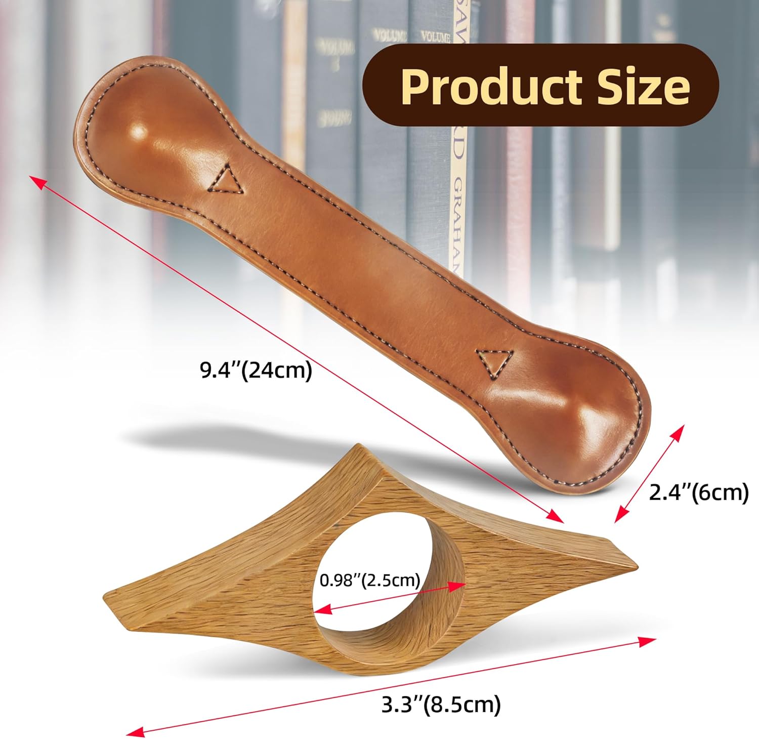 Leather Weighted Bookmarks Book Weight Page Holder for Reading,Wooden Thumb Book Page Open for Kids Adult,Gifts for Reader (Coffee)