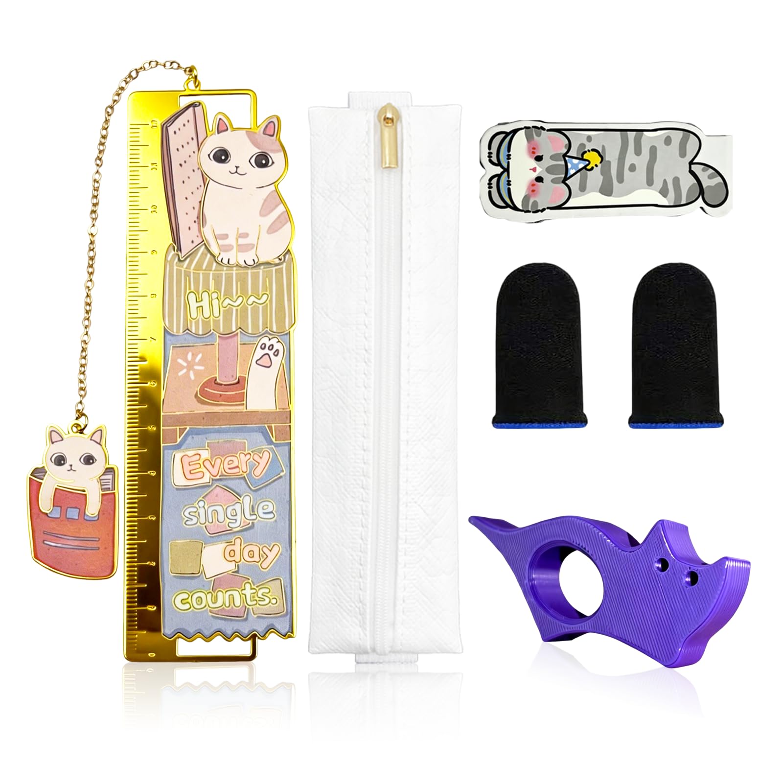 Cat Bookmark Set,with Two Cat Thumb Book Page Holders,Pen Holder,and Cat Magnetic Bookmarks,Metal Book Marks for Reading,Book Accessories,Cat Lover Gift,Cute Bookmarks for Women,Cat Lovers,7 Pcs