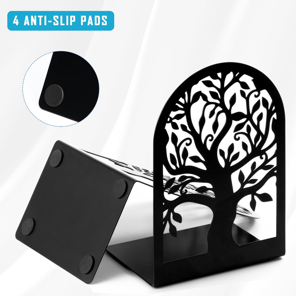 Decorative Bookends for Shelves, 20 Pcs Metal Book Ends for Heavy Books, 10 Pair Black Book Stopper for Home Office Library, 6.9" x 4.7" x 3.5"