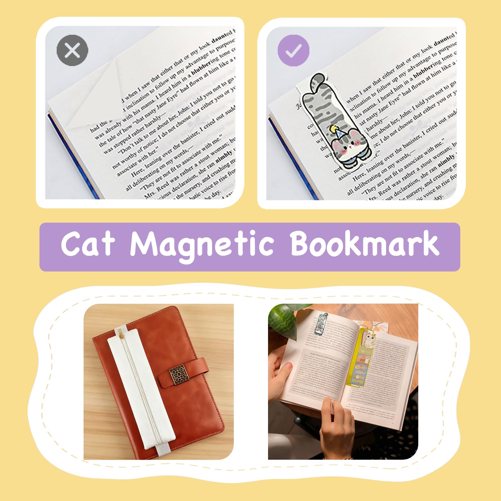 Cat Bookmark Set,with Two Cat Thumb Book Page Holders,Pen Holder,and Cat Magnetic Bookmarks,Metal Book Marks for Reading,Book Accessories,Cat Lover Gift,Cute Bookmarks for Women,Cat Lovers,7 Pcs