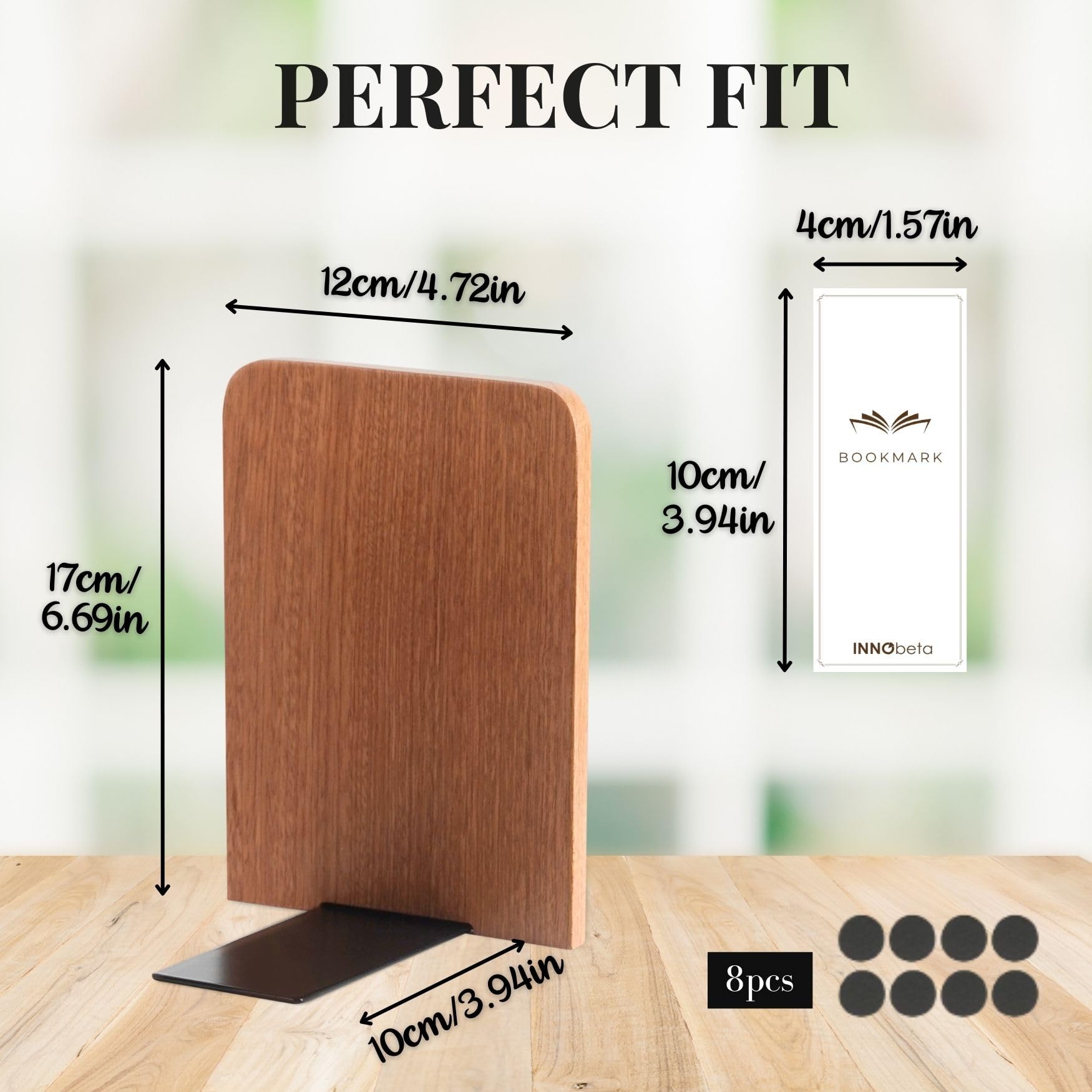 Music Lover Gifts for Women, Music Wood Bookends - Heavy Duty Iron & Ebony Wood Book Ends for Shelves Bookcase Desk - 1 Pair, 4.72x6.69 Inches - Better