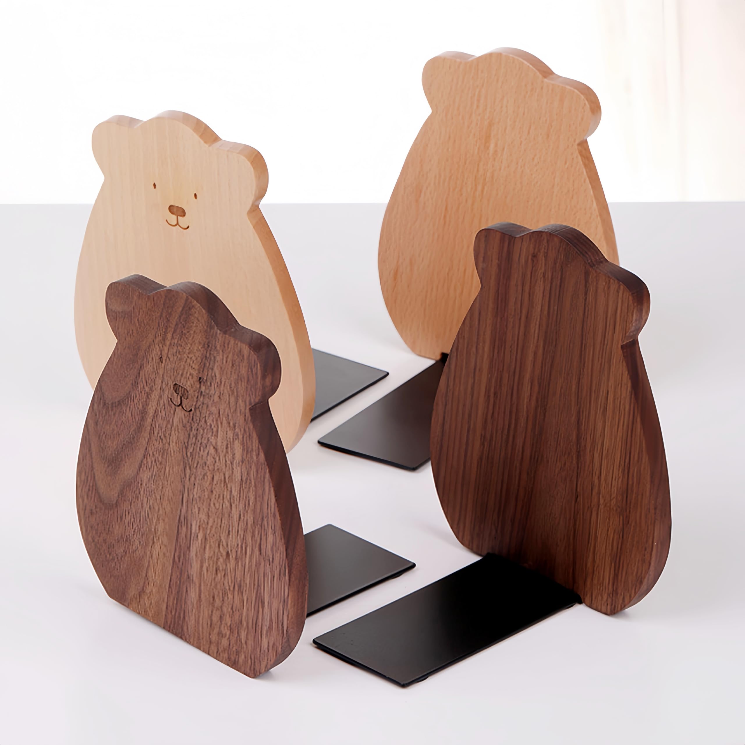 Cute Kitten-Shaped Book Ends for Shelves ，Detachable Design Bookends for Heavy Books ，with Anti-Slip Foam Pads，an Ideal Gift for Book Fans(Pack of 2) (Beech Kitten)