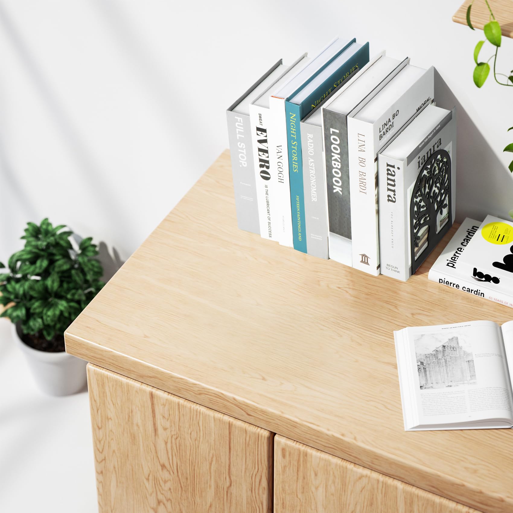 Decorative Bookends for Shelves, 20 Pcs Metal Book Ends for Heavy Books, 10 Pair Black Book Stopper for Home Office Library, 6.9" x 4.7" x 3.5"