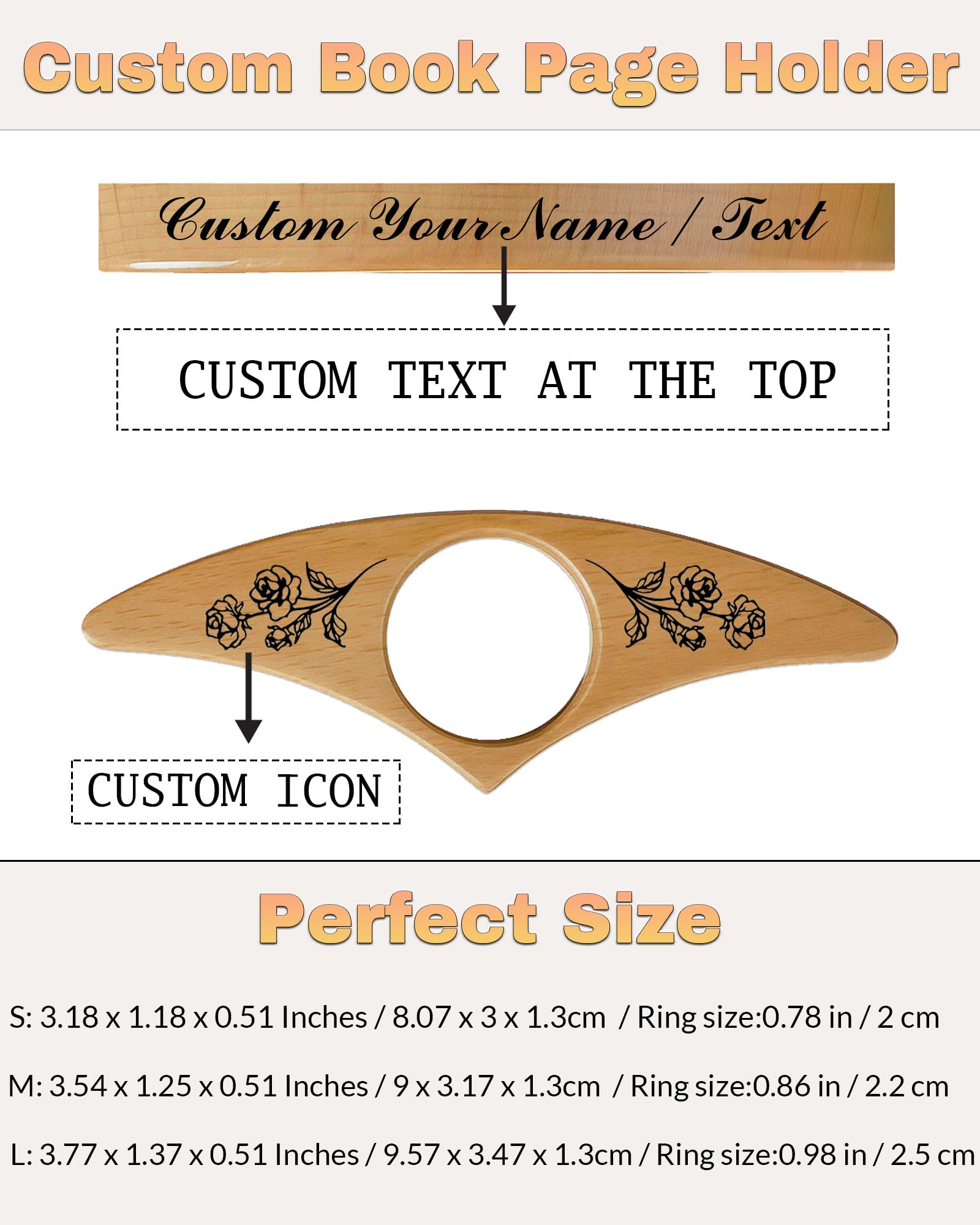 Custom Wood Thumb Book Page Holder, Personalized Reading Page Holder with Name, Customized Bookmark Page Holder Gifts for Book Lovers, Teachers Appreciation