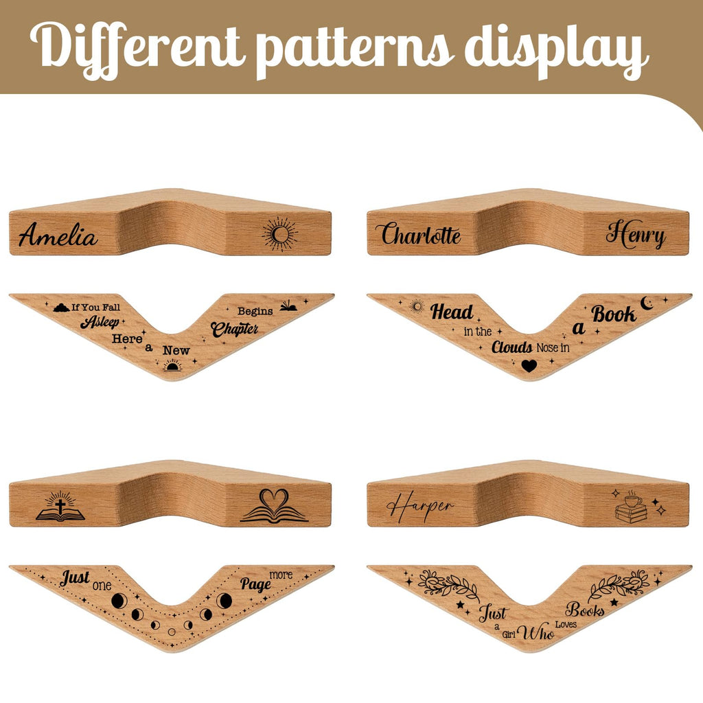 Personalized Thumb Book Page Holder, Custom Wooden Page Holder with Name, Book Accessories for Reading Lovers, Personalized Bookish Gifts for Teachers Readers Book Lovers (Style 02)