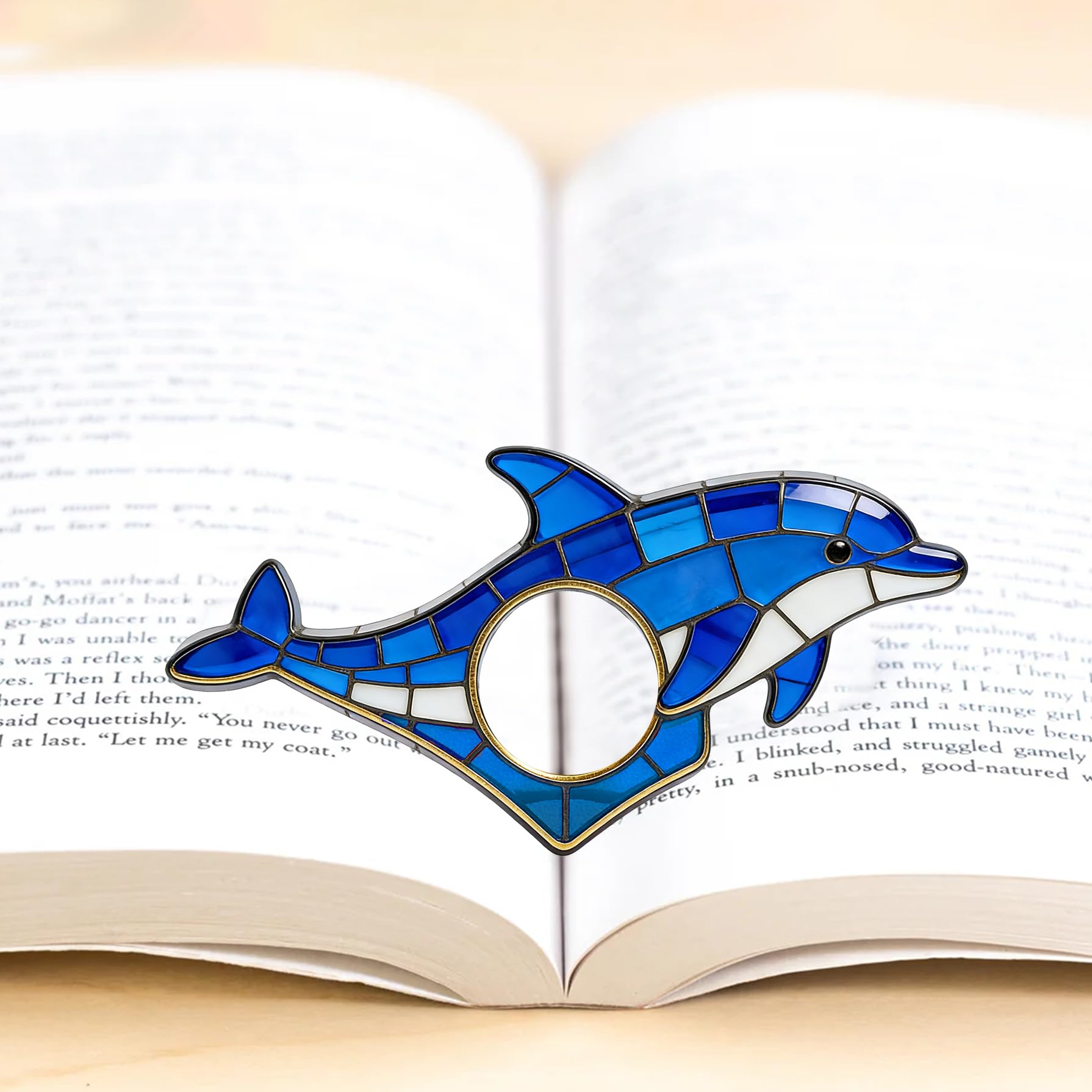 Dolphin Book Page Holder, Thumb Book Page Holder, Reading Accessory, Smooth Lightweight Acrylic Book Page Holders for Students, Teachers, Book Lovers, Literary & Bookworm Ideal Gift