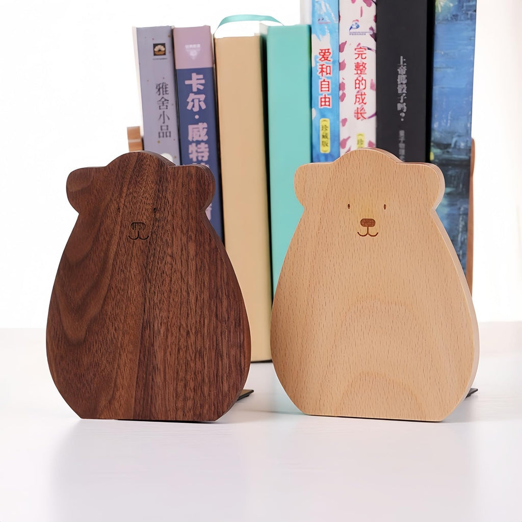 Cute Kitten-Shaped Book Ends for Shelves ，Detachable Design Bookends for Heavy Books ，with Anti-Slip Foam Pads，an Ideal Gift for Book Fans(Pack of 2) (Beech Kitten)