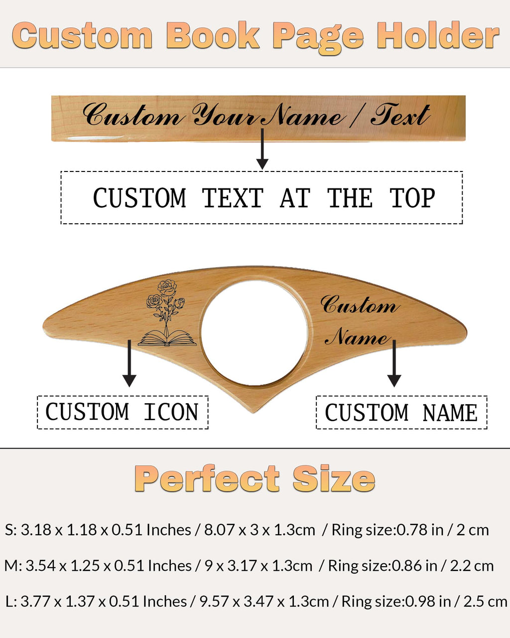 Custom Wood Thumb Book Page Holder, Personalized Reading Page Holder with Name, Customized Bookmark Page Holder Gifts for Book Lovers, Teachers Appreciation