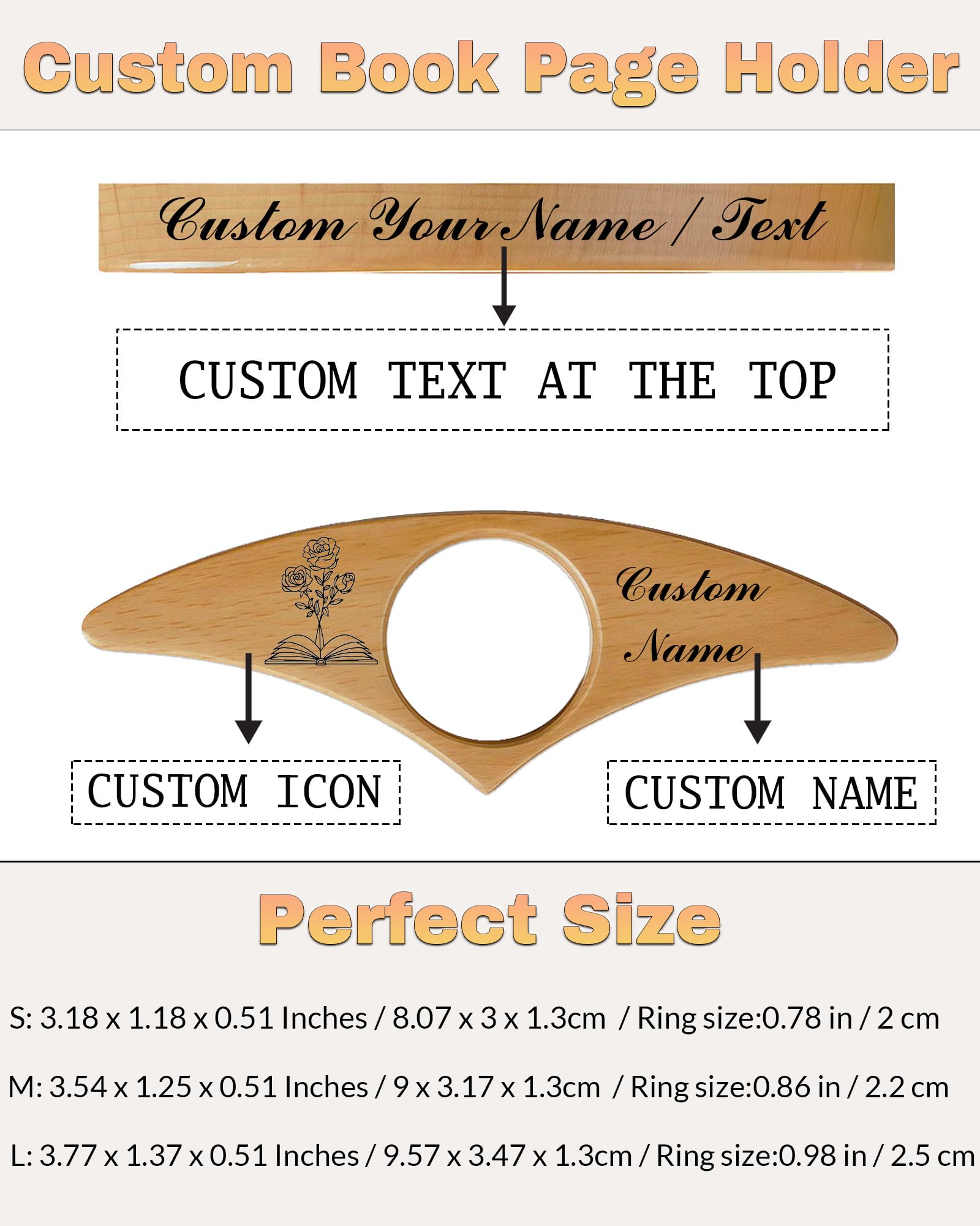Custom Wood Thumb Book Page Holder, Personalized Reading Page Holder with Name, Customized Bookmark Page Holder Gifts for Book Lovers, Teachers Appreciation