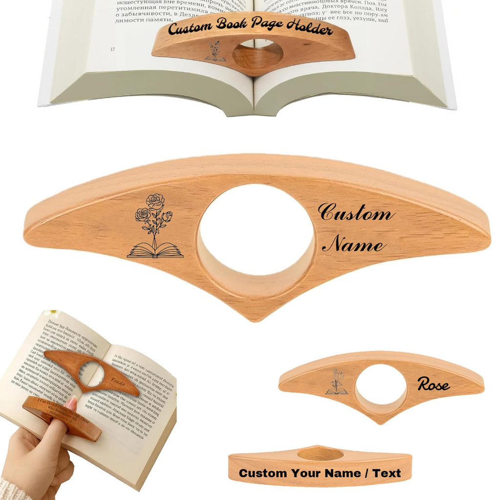 Custom Wood Thumb Book Page Holder, Personalized Reading Page Holder with Name, Customized Bookmark Page Holder Gifts for Book Lovers, Teachers Appreciation