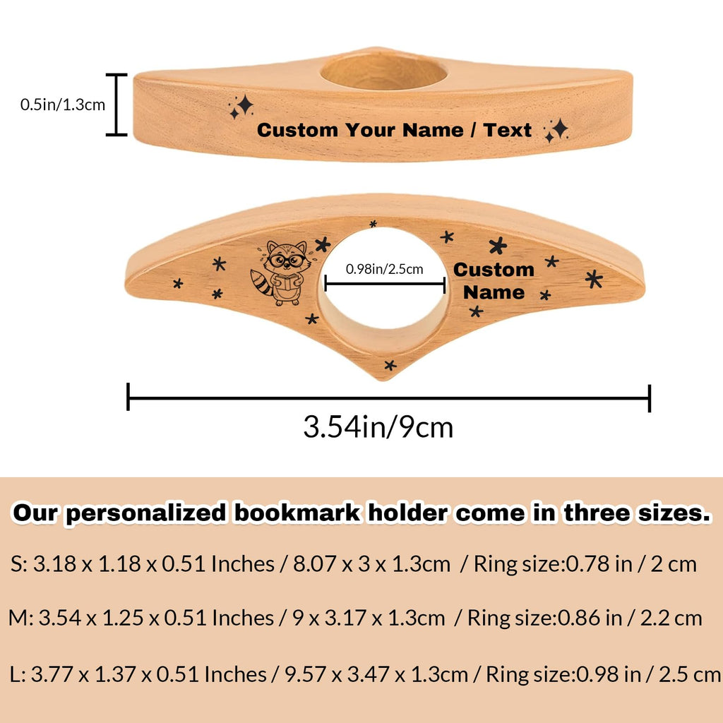 Custom Wood Thumb Book Page Holder, Personalized Wooden Page with Name for Reading, Customized Book Lovers Gifts for Men Women Readers Christmas Teacher's Day
