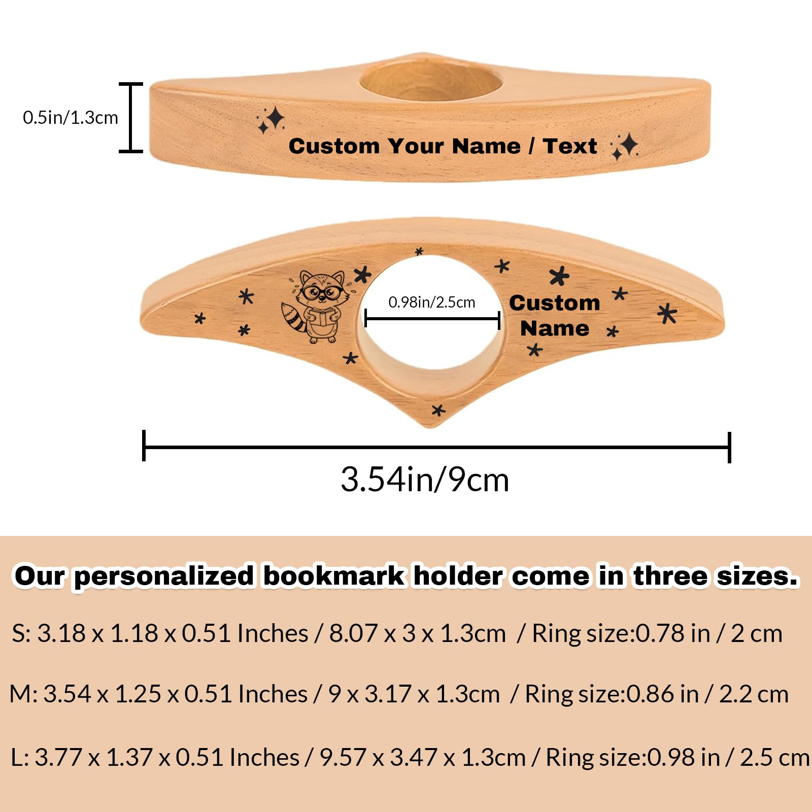 Custom Wood Thumb Book Page Holder, Personalized Wooden Page with Name for Reading, Customized Book Lovers Gifts for Men Women Readers Christmas Teacher's Day
