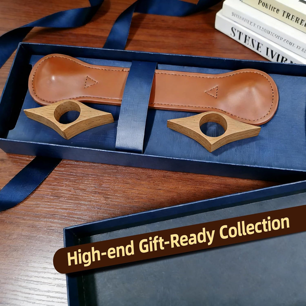 Leather Weighted Bookmarks Book Weight Page Holder for Reading,Wooden Thumb Book Page Open for Kids Adult,Gifts for Reader (Coffee)