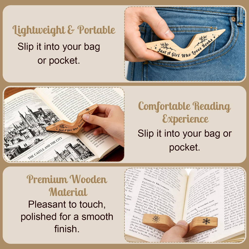 Personalized Thumb Book Page Holder, Custom Wooden Page Holder with Name, Book Accessories for Reading Lovers, Personalized Bookish Gifts for Teachers Readers Book Lovers (Style 02)
